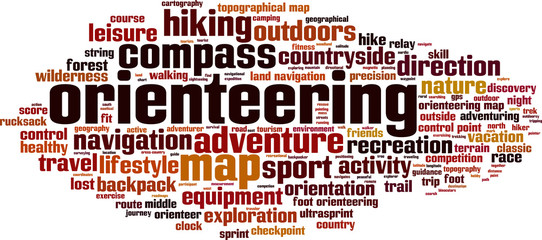 Obraz premium Orienteering word cloud concept. Vector illustration
