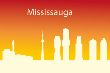 Skyline silhouette of Mississauga, Ontario, Canada.