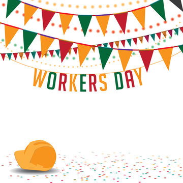 International Workers Day Bunting Background