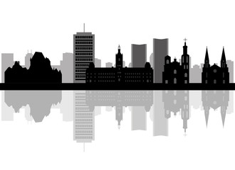 Fototapeta premium Skyline silhouette of the historic portion of Quebec city, Quebe
