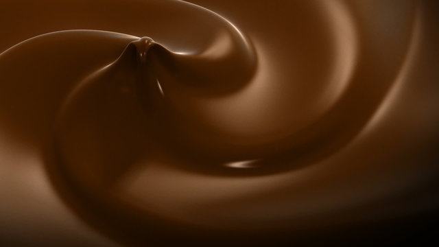 Chocolate Wavy Cream Turning Close-up Seamless. Looped 3d Animation. HD 1080.