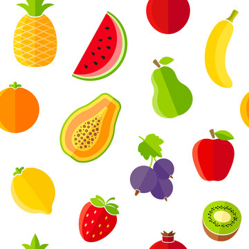 Seamless pattern with fresh organic fruits