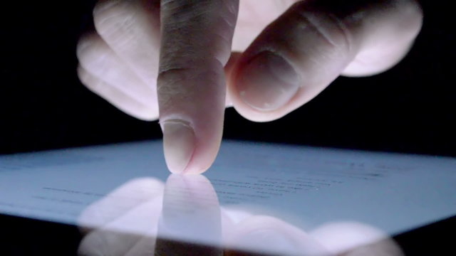 Touching Tablet Touch screen at dark