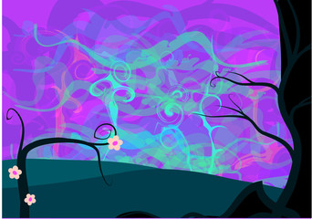 Wonderland background forest vector illustration