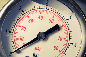 manometer turbo pressure meter gauge in pipes oil plant