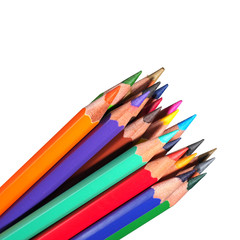 Colour pencils isolated on white background