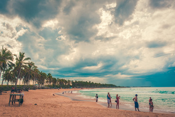 Relaxing on remote Tropical Paradise beach in Dominican Republic