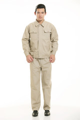 Obraz premium The young engineer various occupation clothing standing in front