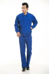 Fototapeta premium The young engineer various occupation clothing standing in front