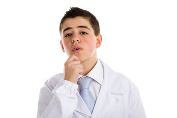 boy doctor holding his chin