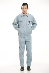 The young engineer various occupation clothing standing in front