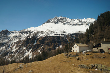 Fototapeta na wymiar View along the way from Switzerland to Tirano by Bernina expres