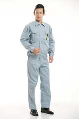 The young engineer various occupation clothing standing in front