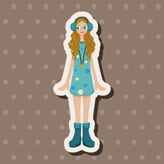 lady girl cartoon theme elements