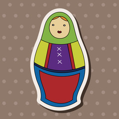 Matryoshka, Russian traditional wooden doll, vector pattern, ele