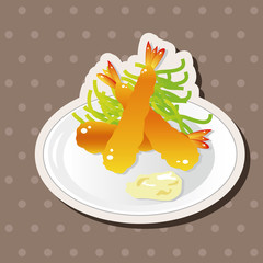 japanese food theme Fried shrimp elements vector,eps