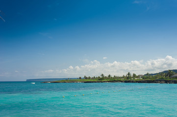 Relaxing on remote Tropical Paradise beach in Dominican Republic