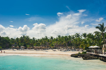 Relaxing on remote Tropical Paradise beach in Dominican Republic
