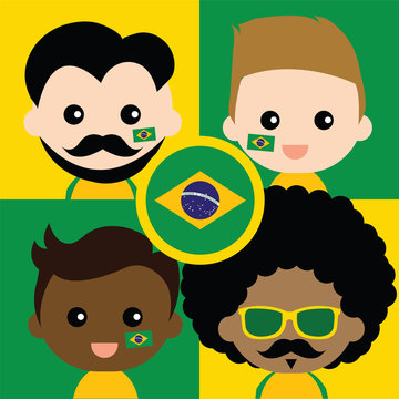 Group of happy Brazil's supporters