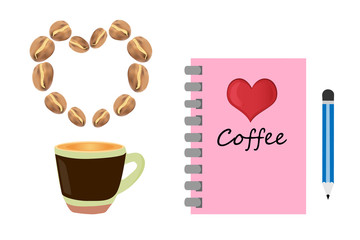 Hot coffee with favorite notebook