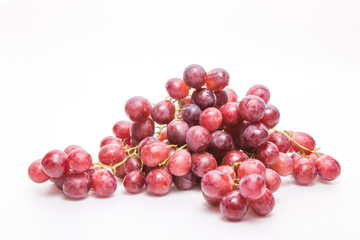 Bunch of red grapes , on white background.