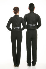 Wear clothing occupation Chinese waiters in white background