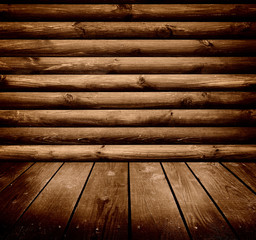 old room with wooden wall . Ready for product montage display.