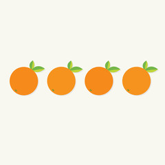 Orange fruit set with leaf in a row. Healthy lifestyle Flat 