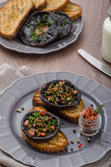 Portobello stuffed with herbs