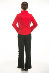 Fototapeta premium Wearing Chinese clothing waiter in front of a white background