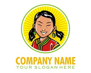 girl squint logo image vector