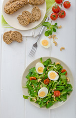Lamb's lettuce salad with eggs and nuts