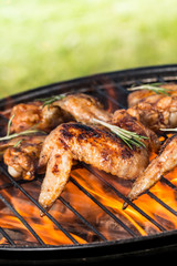 Chicken wings on grill