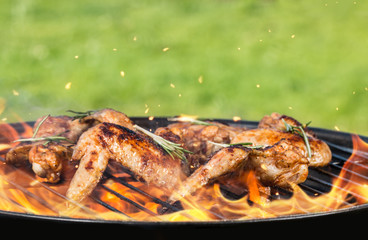 Chicken wings on grill