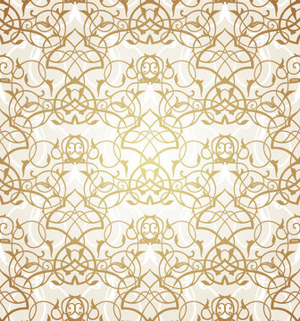 Vector seamless pattern with filigree ornament.