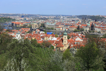Fototapeta na wymiar View on the spring Prague City, Czech Republic