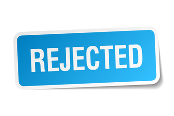 rejected blue sticker isolated on white