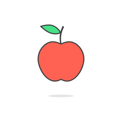 simple red apple icon with shadow