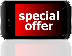 digital smartphone with special offer words, business vector