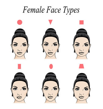 set of female faces of different shapes