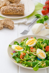 Lamb's lettuce salad with eggs and nuts