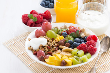 berries, fruits, nuts and granola