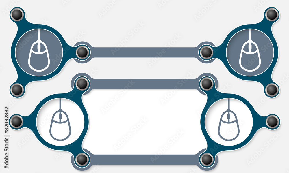 Fototapete Two vector abstract text boxes for your text and mouse icon