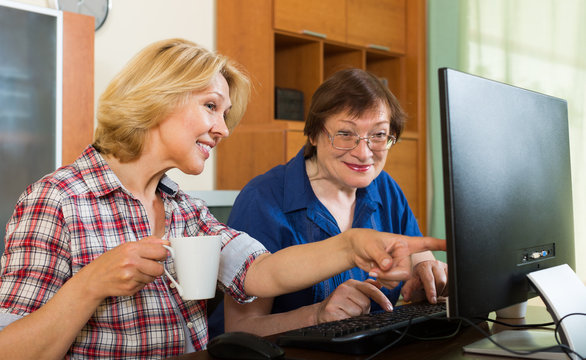 Two Aged Collegues With PC