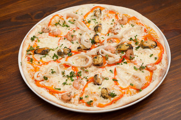 Seafood pizza