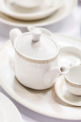 Ceramic tableware on the table