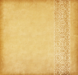 Beige background. Old paper with oriental ornament...