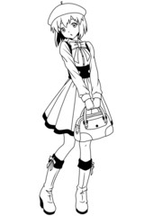 fashion school girl in a beret