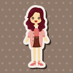 lady girl cartoon theme elements