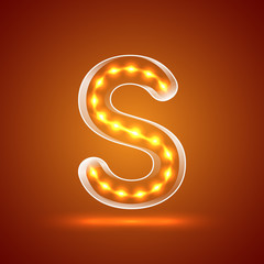 Naklejka premium Glowing font.illuminated letters.Capital letter S.